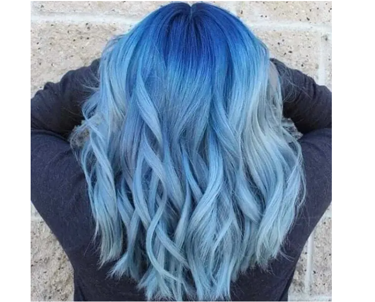 Curly blue hair style