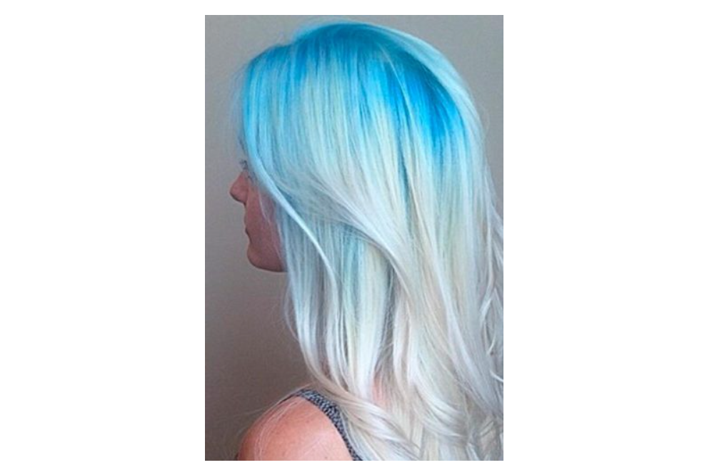 WHITE AND BLUE OMBRE CURLS