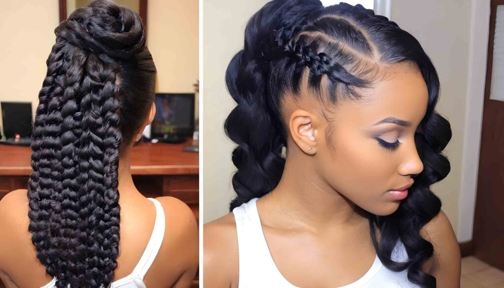 braids in front weave in back hairstyles