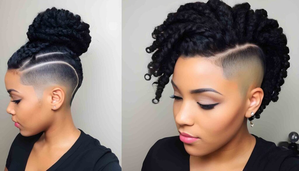 braids on natural hair with shaved sides