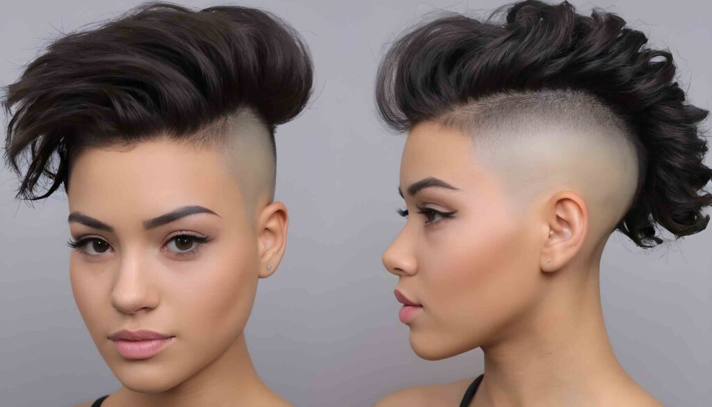 long natural hair with shaved sides