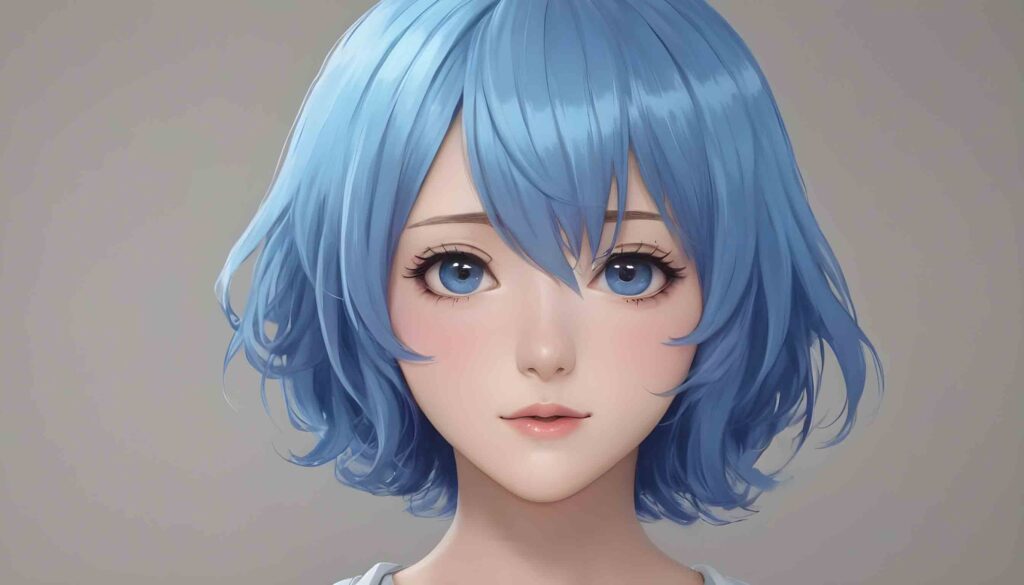 short blue hair anime characters