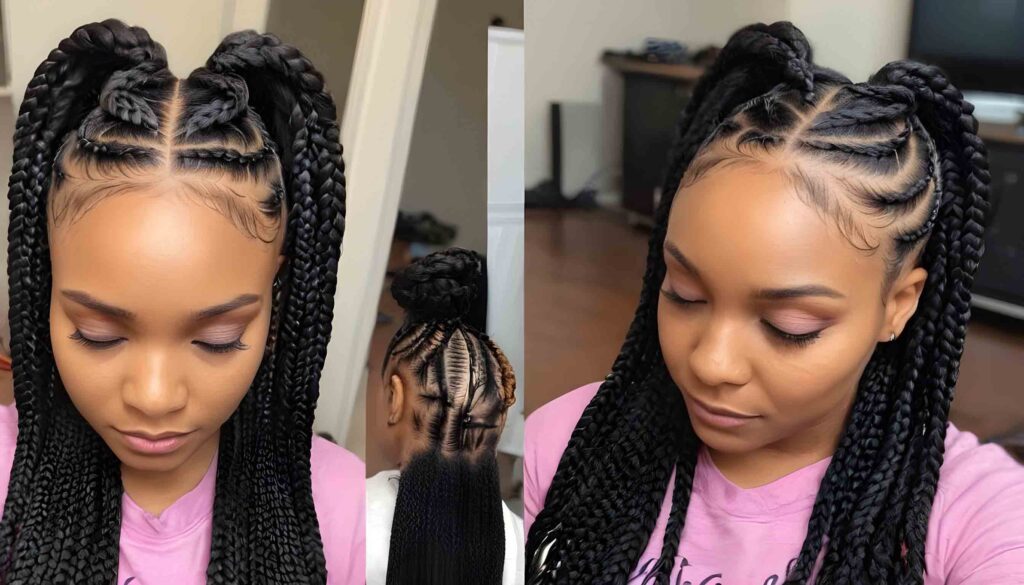 stitch braids in front weave in back